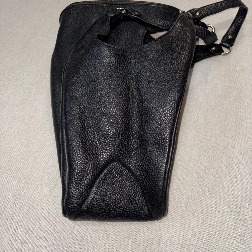 St‎ John Large Hobo Bag Leather Black Classic Silver Hardware Designer Old Money